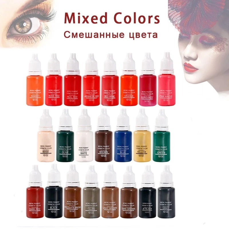

Mixed Colors Tattoo Ink Microblading Permanent Makeup Pigment Fastness Professional Eyebrow Micro Lip Body Art Tattoo Ink Set