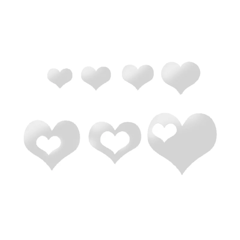 Зеркальные акриловые наклейки в форме сердца 16 шт./компл. 3D Серебряные съемные