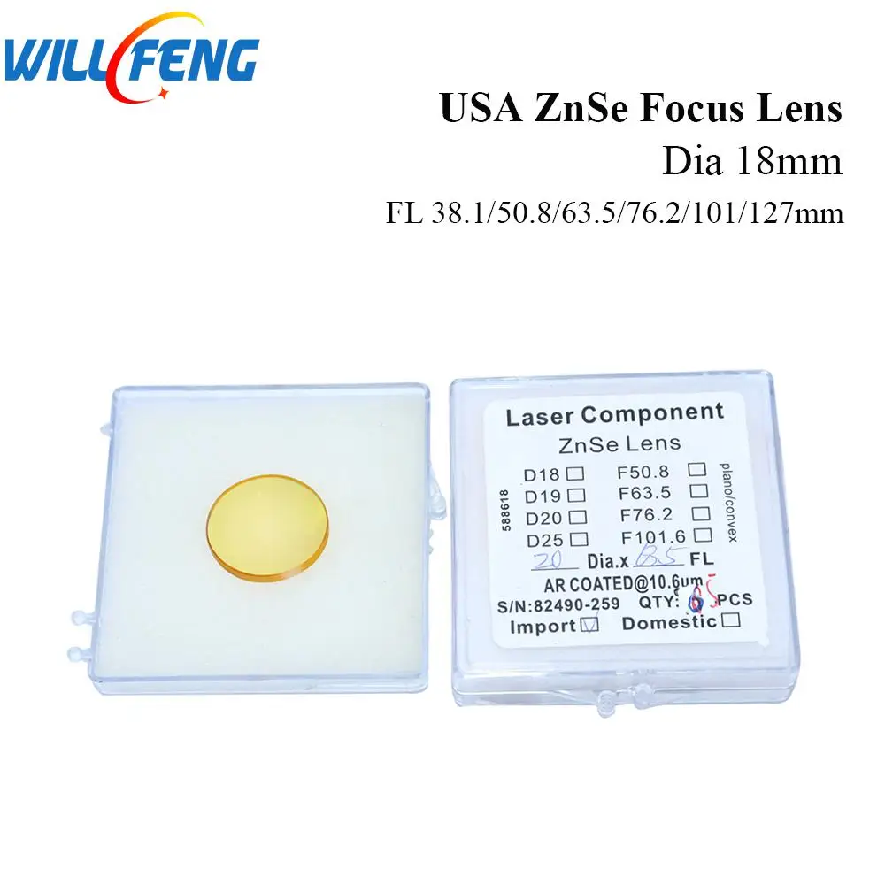 Фокусное расстояние фокусного расстояния объектива Will Feng диаметром 18 мм США ZnSe 38