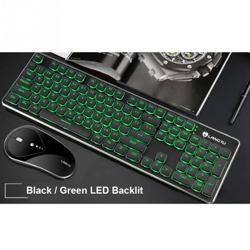 wireless black Беспроводная игровая механическая клавиатура с 104 клавишами, с подсветкой, водонепроницаемая, 2,4 ГГц, 2400 dpi, RGB Проводная клавиатура, мышь, комбо для Xinmen K620 - Цвет: wireless black
