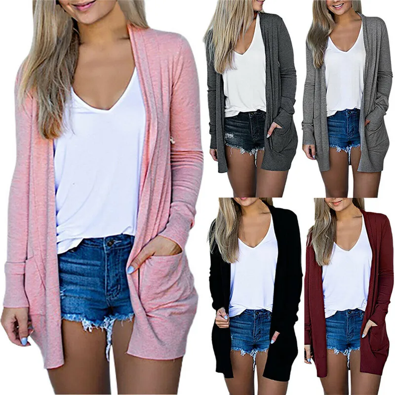 

Fashion Women's Casual Cardigan Outwear New Solid Color Autumn Spring Long Sleeve Loose Long Coat Plus Size Jacket Outwear M-5XL