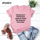 JFUNCY футболка с буквенным принтом женские летние рубашки 100% хлопок с коротким рукавом женская футболка оверсайз повседневные женские футболки топы