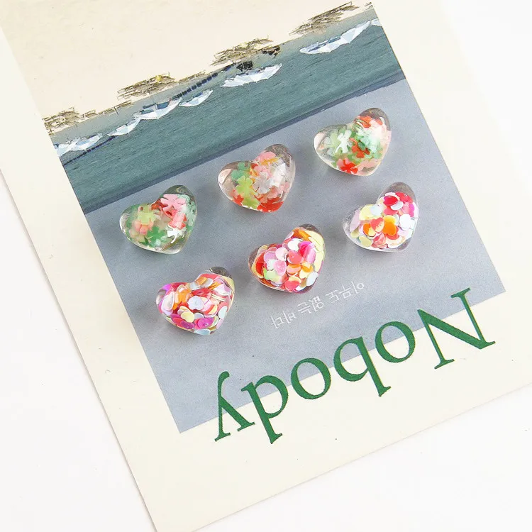 Японские милые персиковые блестки в форме сердца с блестками полутаблетки из
