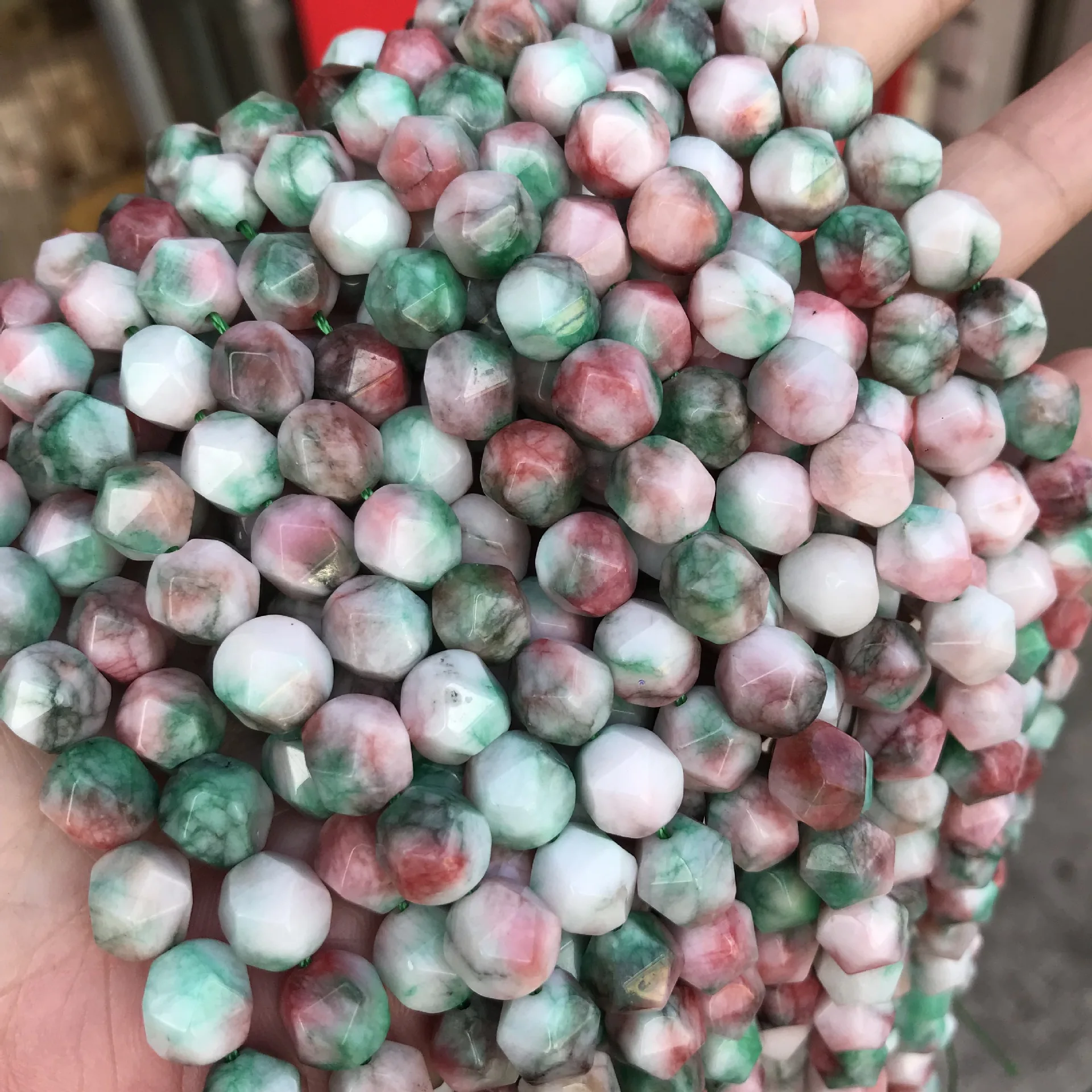 6/8/10mm Cut Angle Natural Korea Jades Stone Beads For Jewelry Making DIY Round Loose Big Faceted Fit Bracelet 15'' | Украшения и