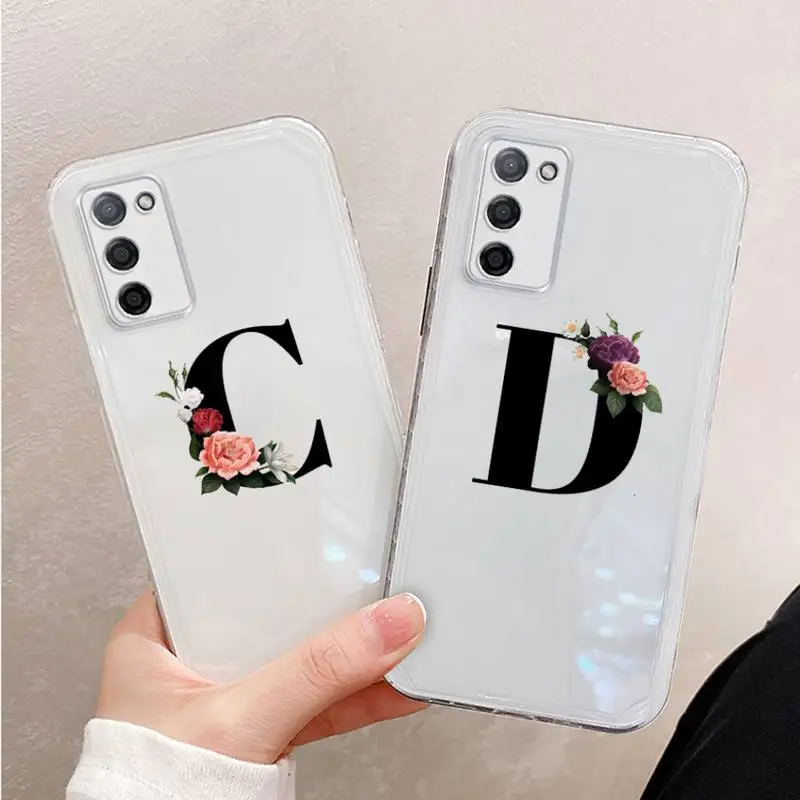 

Alphabet Letter Phone Case For Xiaomi Mi 11 Ultra Lite 10 Redmi Note 9 8 7 9a K30S K40 Pro Transparent Coque