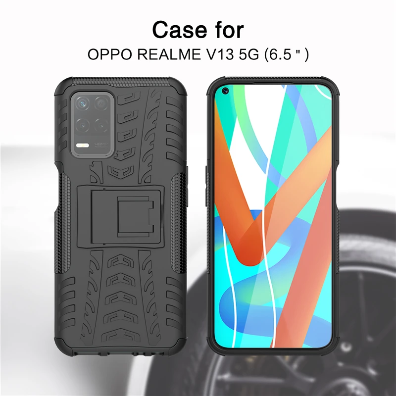for realme 8 4g 5g 8 pro shockproof silicone kickstand armor phone cover for realme v13 5g c17 c20 c21 7i protective case free global shipping