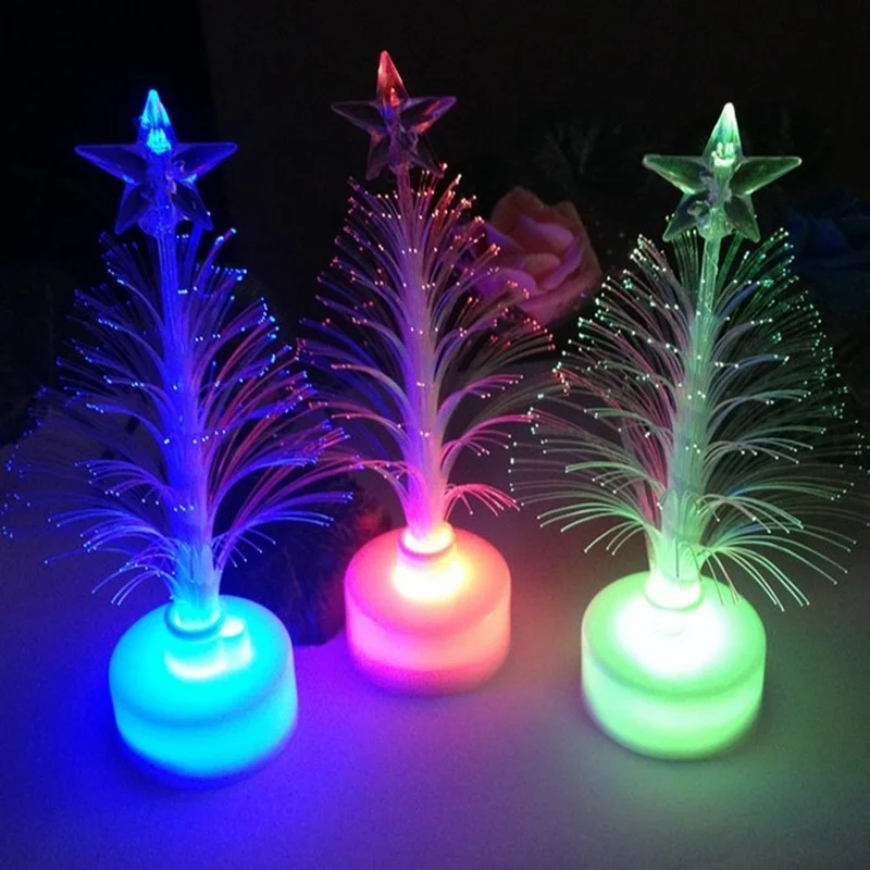 

New Year Optical Fiber LED Holiday Deco Compuda Christmas Tree Color Changing LED Night Light Home Decoration for Children