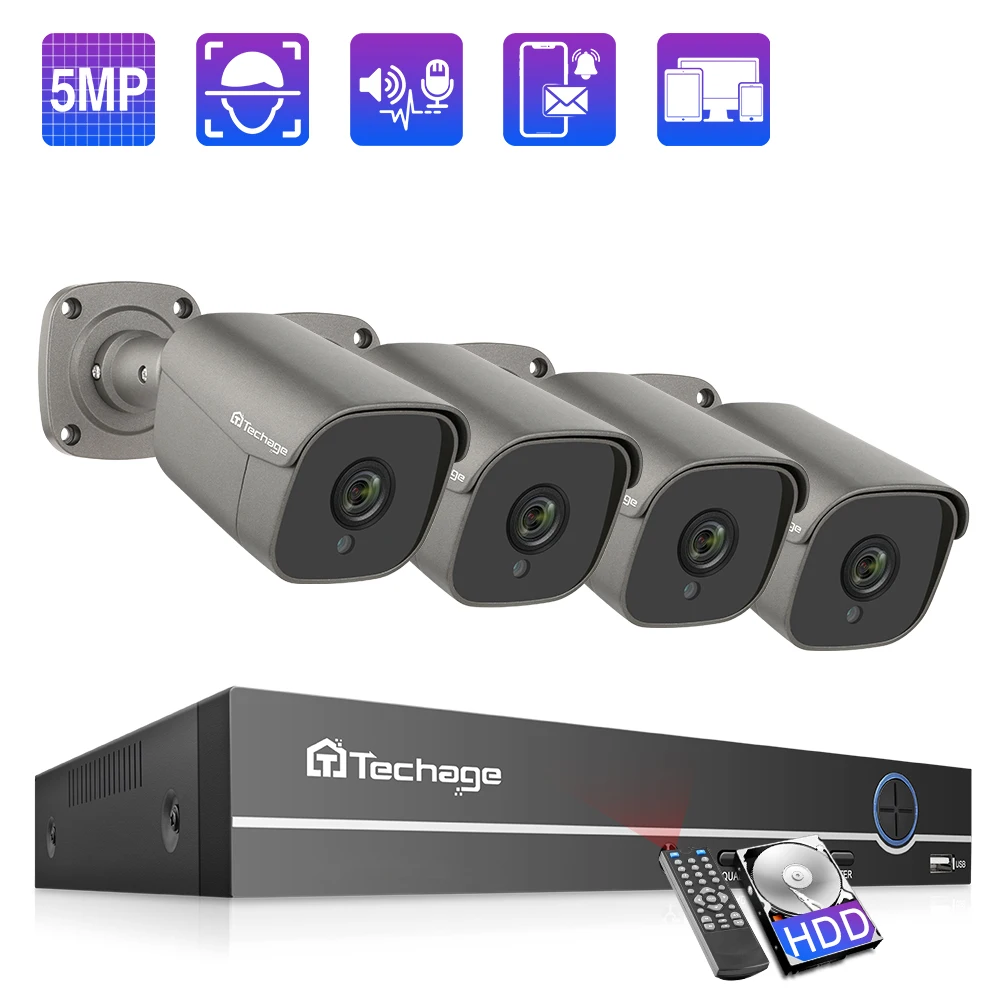 Камера видеонаблюдения Techage 8 каналов 5 Мп POE NVR|Система наблюдения| |