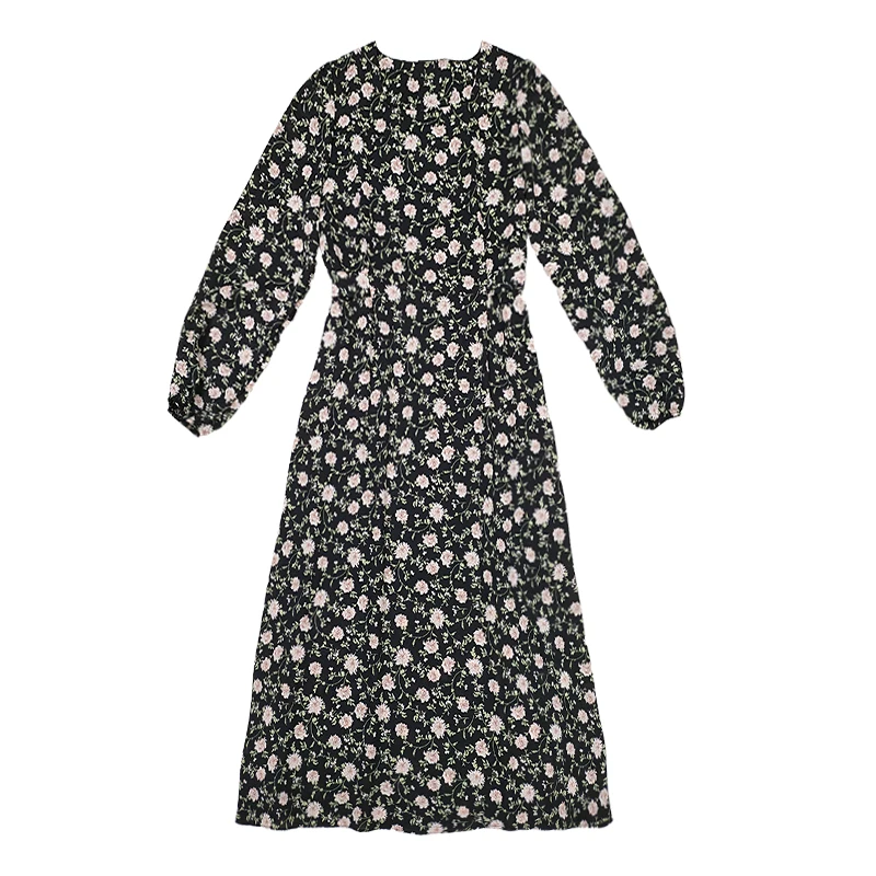 

COIGARSAM Floral Print Women dress Dresses Black 1807