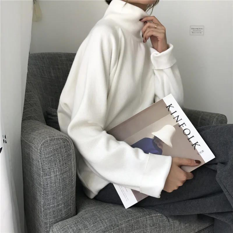 Woherb 2022 Casual Loose Turtleneck Sweater Women Autumn Winter Knitted Jumpers Harajuku Korean Sweaters Pullover Pull Femme | Женская