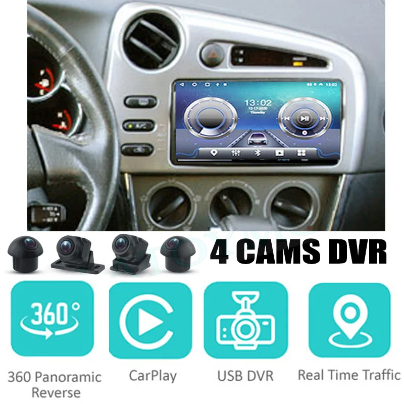 Car Audio Navigation Stereo Carplay DVR 360 Birdview Around 4G Android System For TOYOTA Matrix E130 E140 Car Audio Navigation Stereo Carplay DVR 360 Birdview Around 4G Android System For TOYOTA Matrix E130 E140