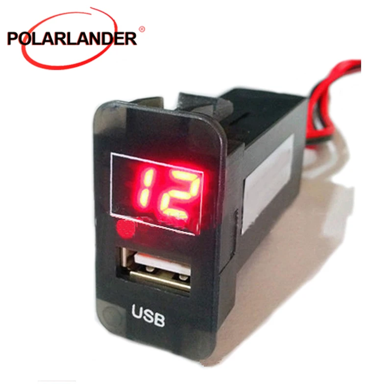 

Single USB Car Charger 1.0 For Old Toyota Red Light Mobile Phone Car Charger WithThree Digital Voltmeter YJCC-RED-JFT1UVR38