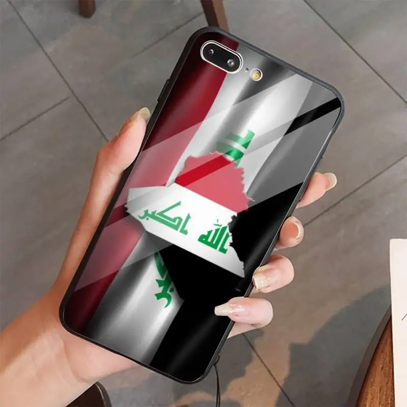 

Iraq Flag high quality Anti-fall capa fashion Phone Case Tempered glass For iphone 5C 6 6S 7 8 plus X XS XR 11 PRO MAX