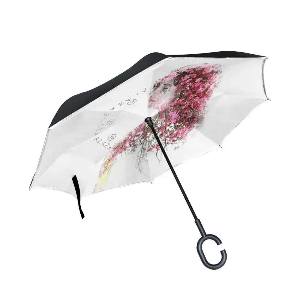 Susino Melancholy Flower beauty Stick зонтик для женщин и мужчин черный двойной слой обратный