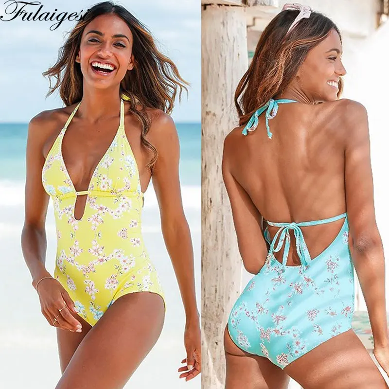 Бикини 2020 Новый женский сексуальный бразильский Цельный купальник с цветочным
