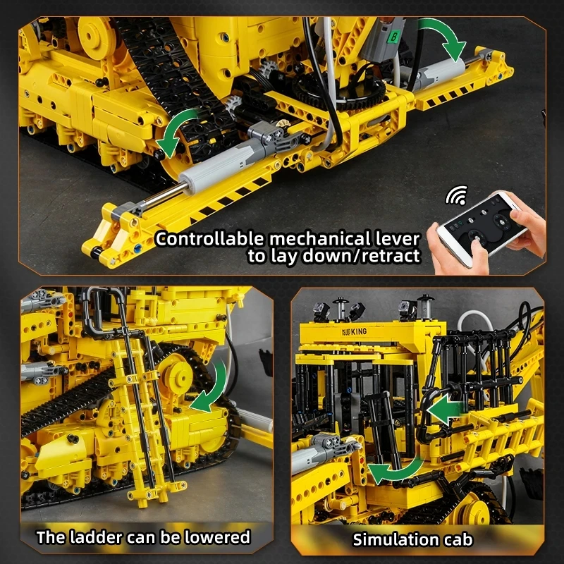 Mould King 17023 MOC высокотехнологичное приложение для бульдозера пневматический