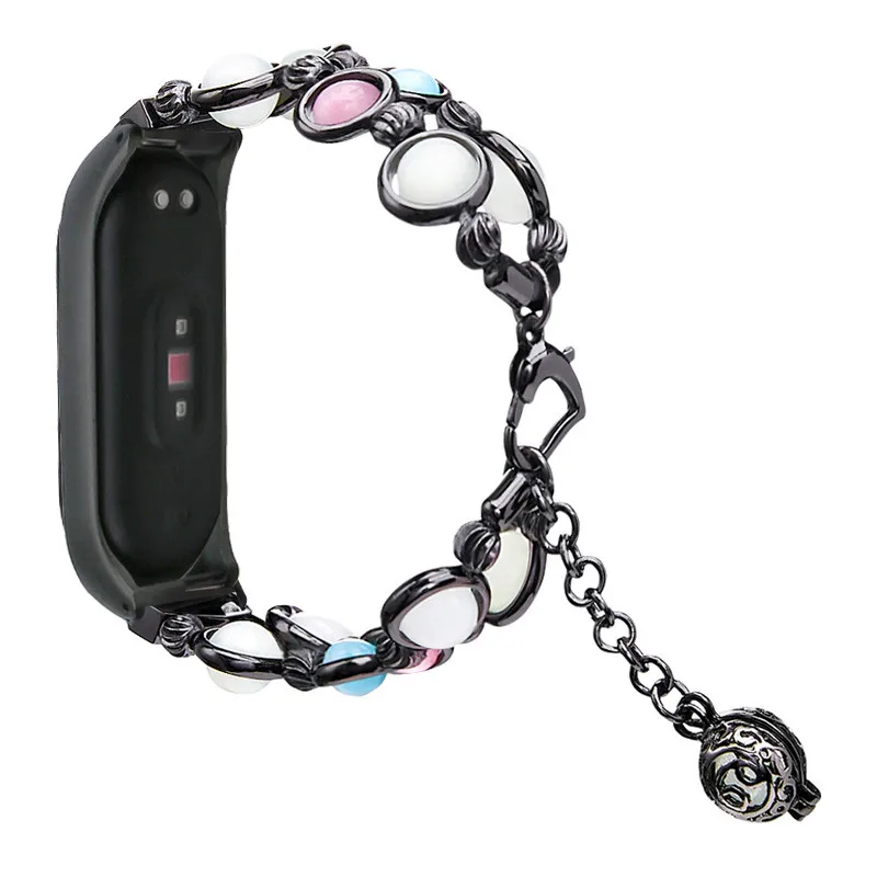 Для Xiaomi Mi Band 4 сменный ночной Светильник браслет из бусинок ремешок чехол роскошный ремешок для часов элегантный розовое золото