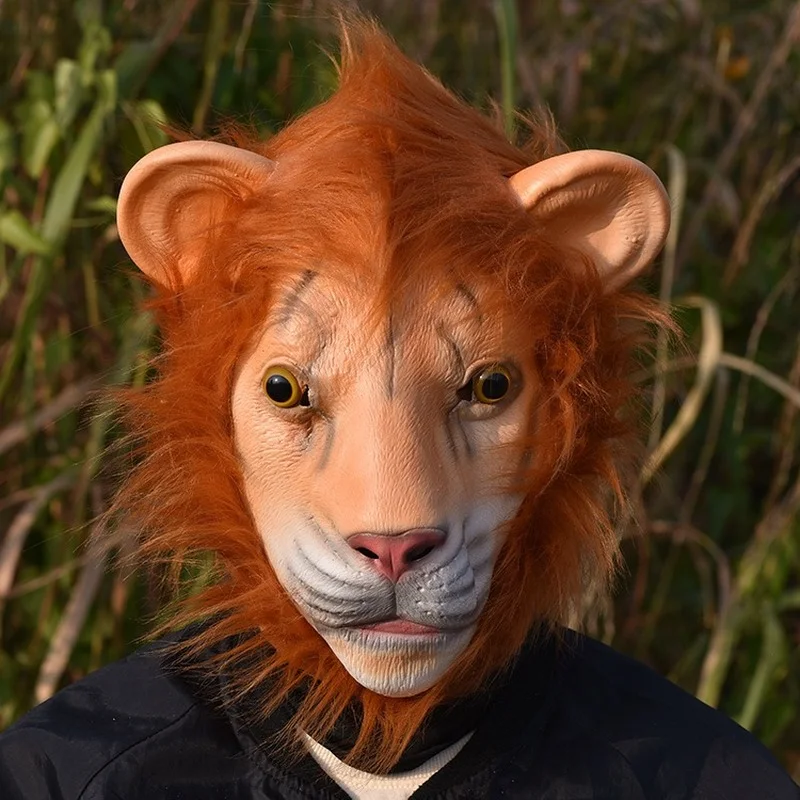 

Halloween Christmas Cosplay Costume Animal Lion Mask Halloween Makeup Show Latex Mask Hood