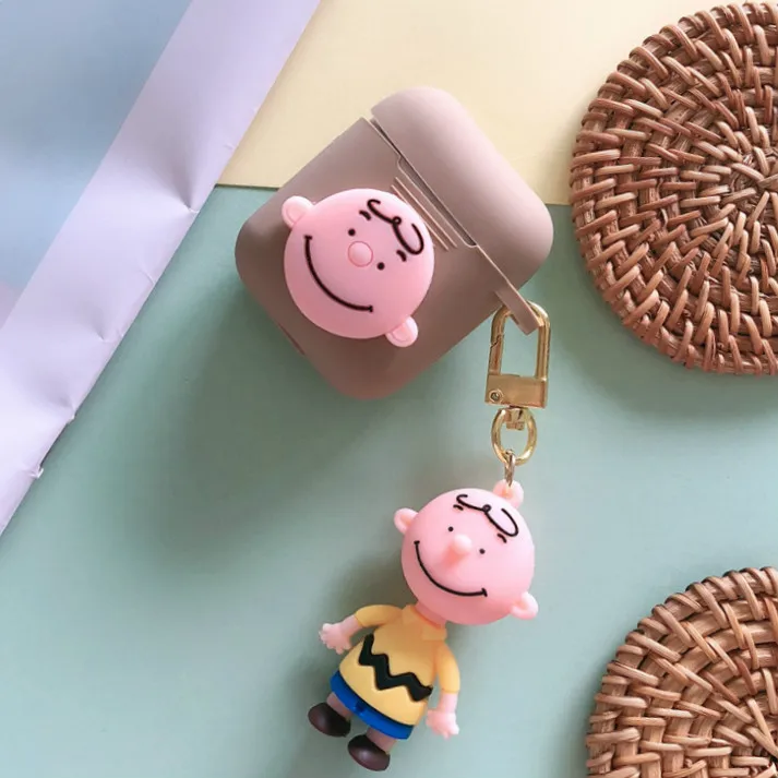 Серый Мультяшный чехол для наушников AirPods, силиконовый кулон в виде животного, беспроводные наушники, анти-шок, для Apple Airpods 2, аксессуары - Цвет: Серый