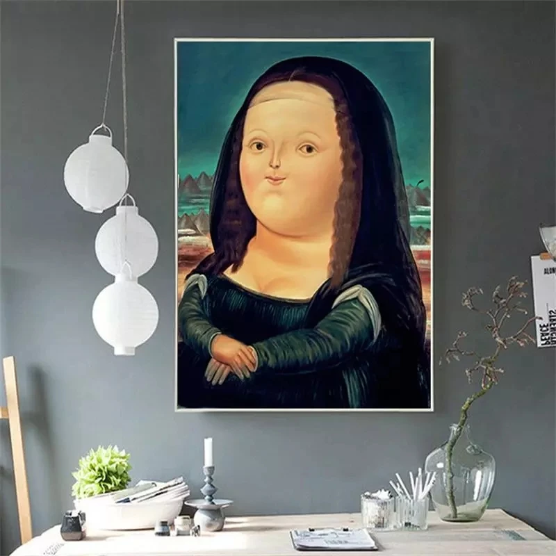 

Nordic Cartoon Mona Lisa Printed Canvas Painting Wall Art Poster Picture Modern Home Decoration Living Room Bedroom Art Mural