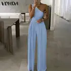 Комбинезон VONDA Женский на одно плечо, элегантный длинный однотонный вечерний комбинезон без рукавов, брюки-палаццо, OL стиль, лето 2022