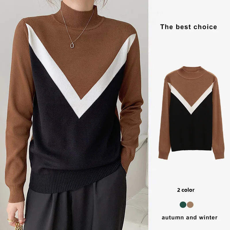 Зимняя одежда Женский вязаный свитер весна-осень тонкие базовые Джемперы