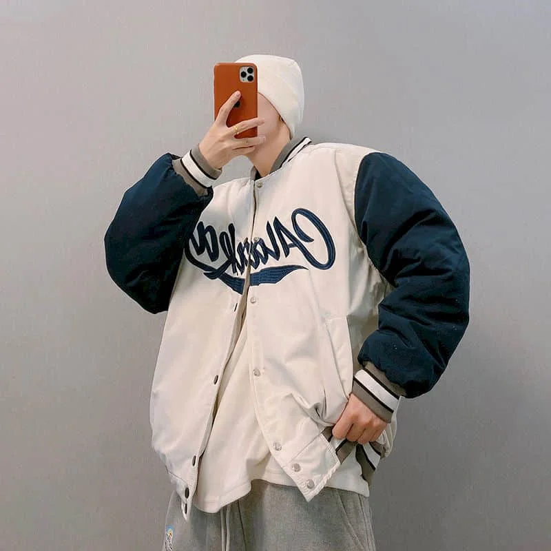 

Nice Winter Jacket men's Retro Embroidery Baseball Uniform Padded Jacket Streetwear Loose Fashion Casual Very Warm Thick Coat