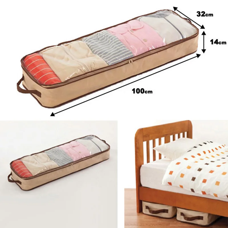 

Clothes Storage Bag Under Bed Shoes Quilt Organizer Box Clothing Blanket Divider Case Container Nonwoven Dust Cover Organizer