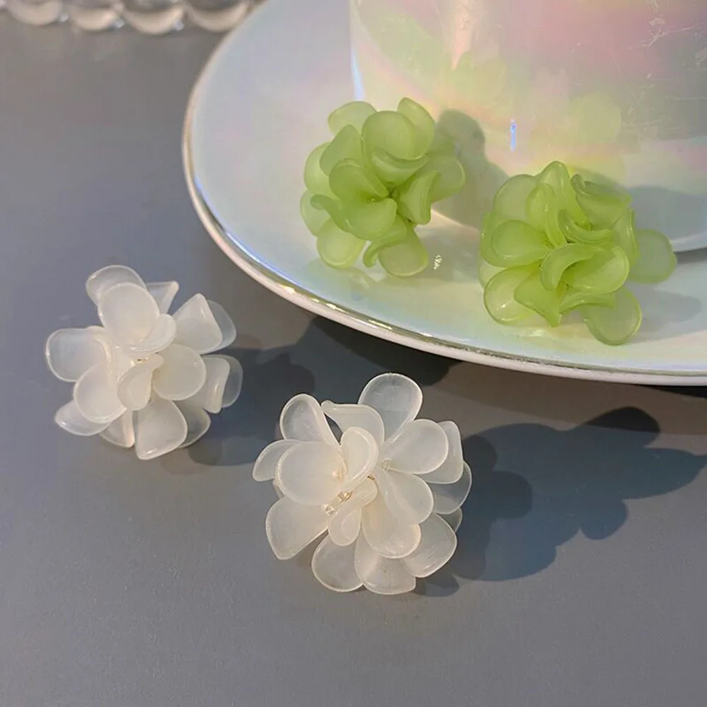 

1Pair Fashion Korean Acrylic Three-dimensional Flower Earrings For Women Girls Elegant Pendientes Wedding Party Jewelry Gifts