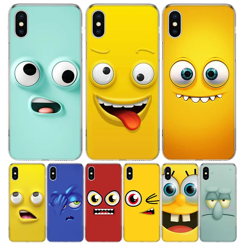 

Funny Face Cute Phone Case For iPhone 13 12 11 Pro Max 6 X 8 6S 7 Plus XS XR Mini 5S SE 7P 6P Pattern Cover Coque