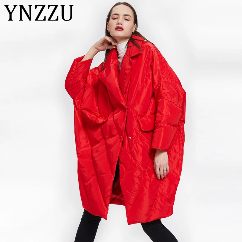 YNZZU 2019 новый зимний женский пуховик модное красное рождественское Новогоднее
