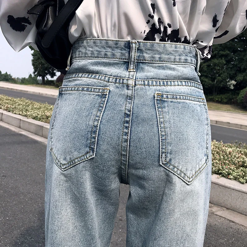 Джинсы женские плиссированные повседневные модные синие брюки карандаш с