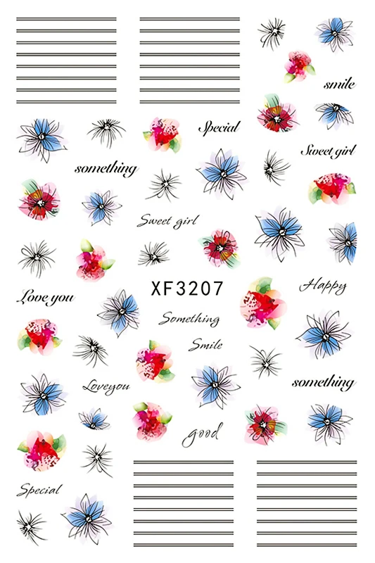 XF3207 3D маленький желтый цветочный дизайн ногтей Наклейка для дизайна украшения красный розовый наклейки для ногтей цветы наклейка на заднюю панель клей Наклейка для ногтей - Цвет: XF3207