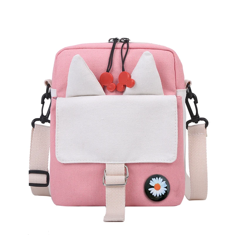 

Модная Повседневная новая качественная холщовая женская сумка с цветочным узором, мультяшная сумка через плечо, сумки-мессенджеры, сумка для вечерние для маленьких девочек.