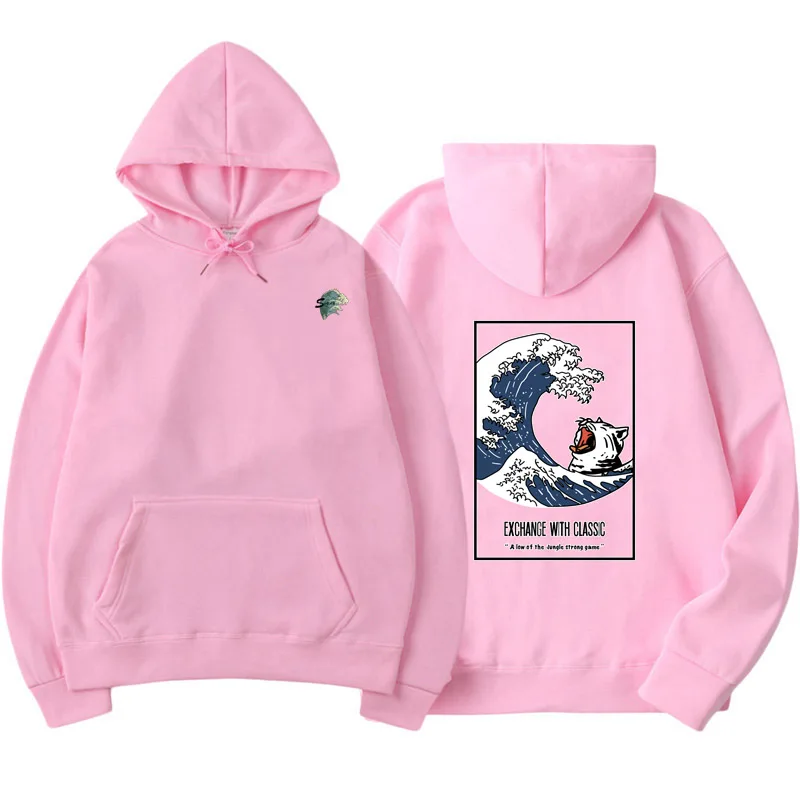 Японский принт забавный кот волнистый флисовая толстовка зима 2019 японский стиль