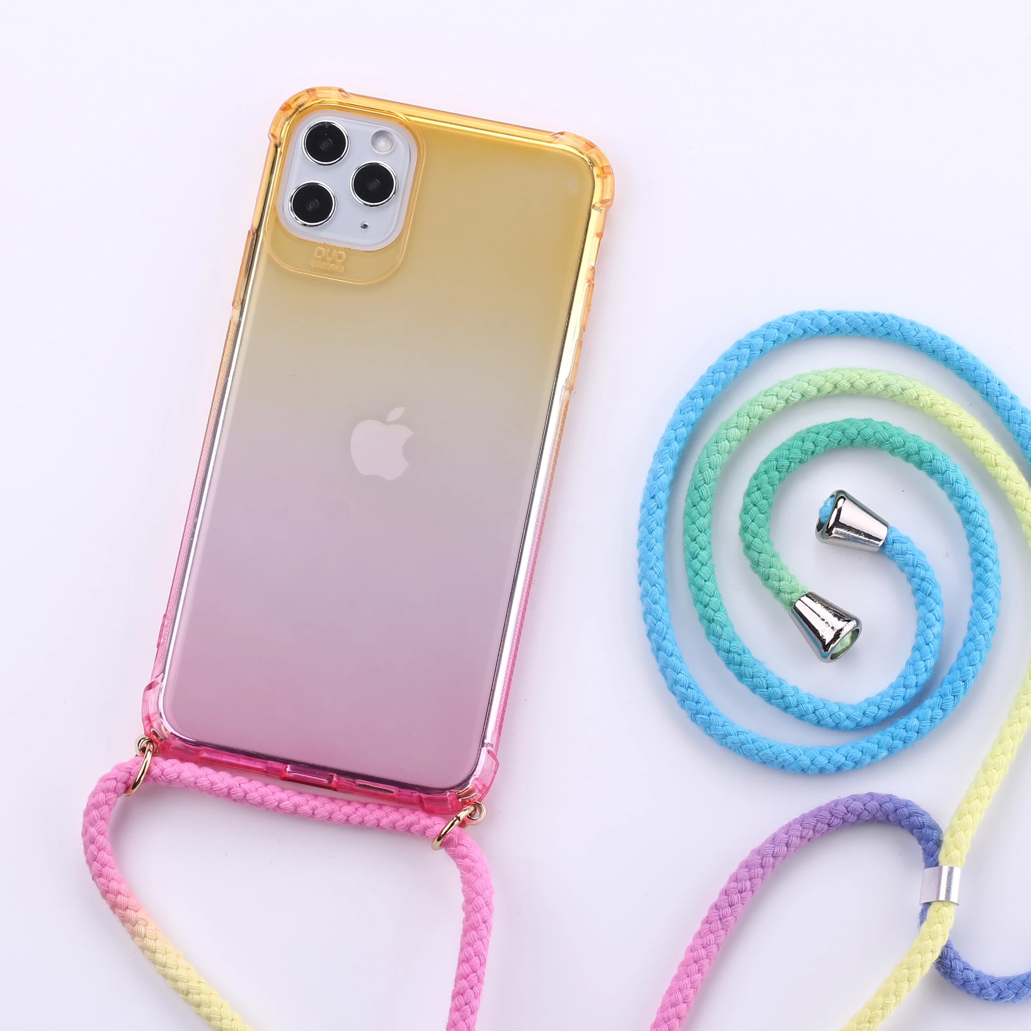 

Rainbow Gradient Strap Cord Chain Phone Necklace Lanyard Phone Case Carry Cover Hang For iPhone 11 13 12 Pro Max XR X XS 7 8P