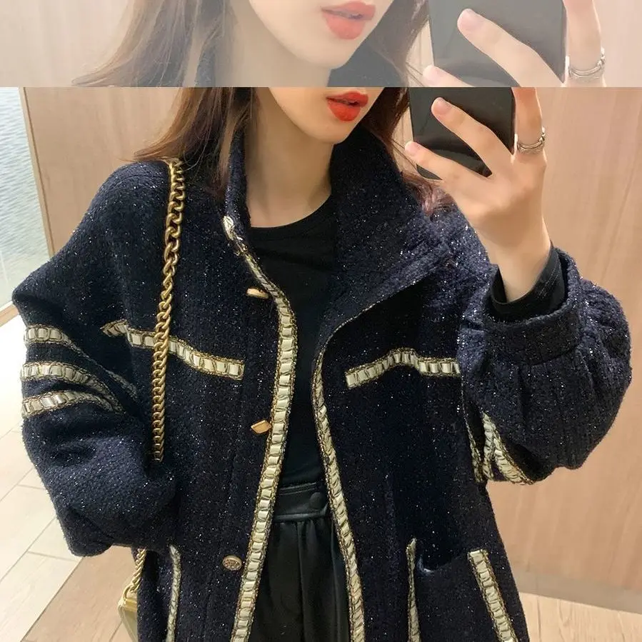 Женское шерстяное пальто-кокон маленькое Свободное пальто в Корейском стиле для