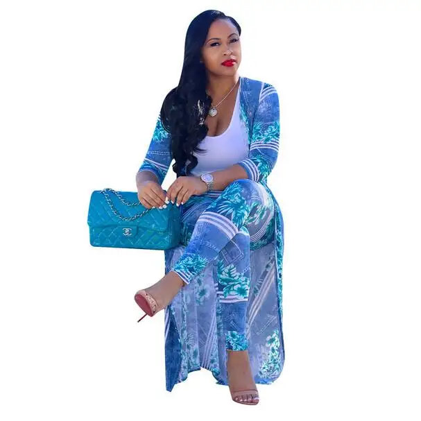 Сексуальный женский комплект 2 шт. 2020 размера плюс кардиган плащ Длинные Топы и