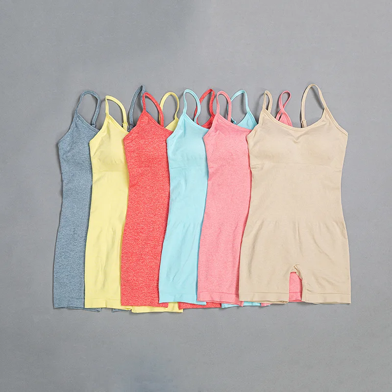 

2021 Women Seamless Sports Fitness Workout Running Yoga Jumpsuit Sexy Playsuit Strap Stretchy Bodycon Romper Trousers Bodysuit