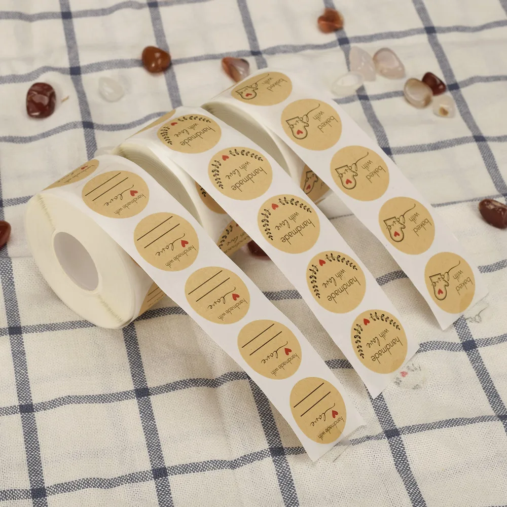 500 шт./рулон круглых этикеток из натуральной крафтовой бумаги | Дом и сад