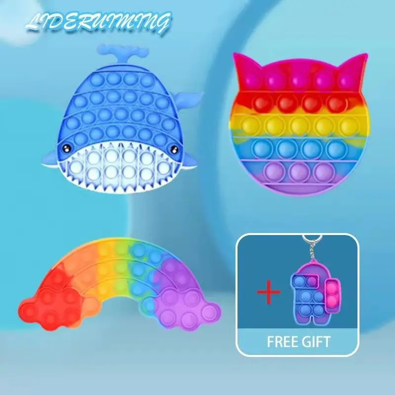

Rainbow Push Bubble Popit Fidget Anti Stress Sensory Toy for Autisim Special Needs Game Stress Relief Squishy Pop it Fidget Toys