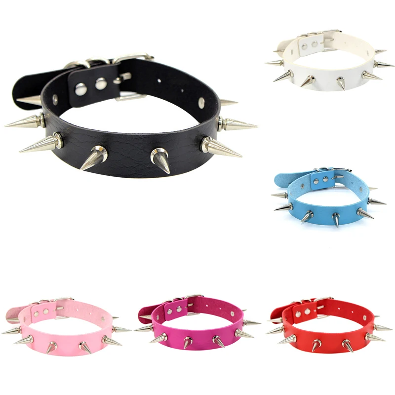 Женский чокер с шипами черный ошейник из искусственной кожи аксессуар в