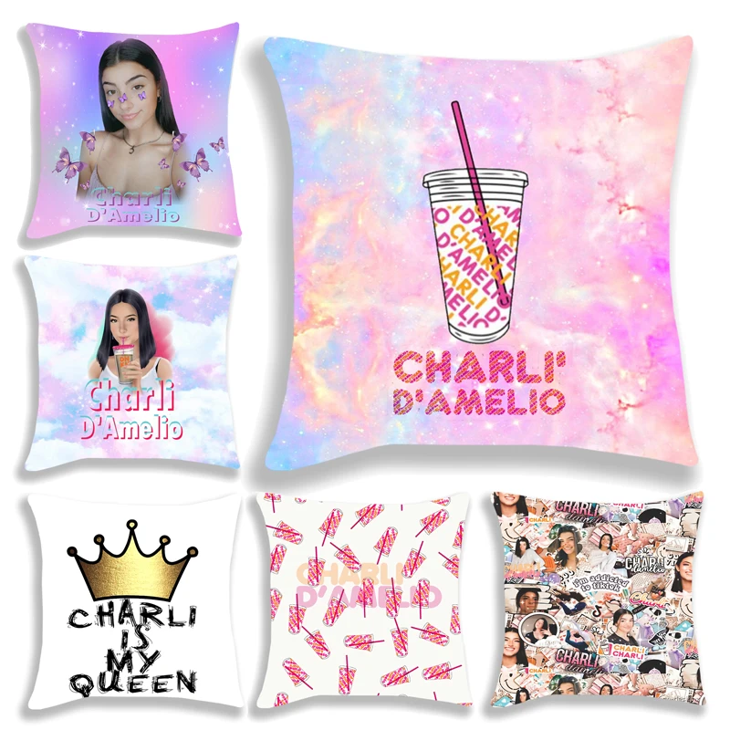 Подушка Charli Damelio чехол звездная для домашнего стула мягкая декоративная подушка