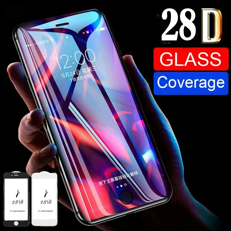 28D полное покрытие из закаленного стекла для iPhone 7 8 Plus 6 6S X XR XS Max Защитная пленка для экрана Замена клея