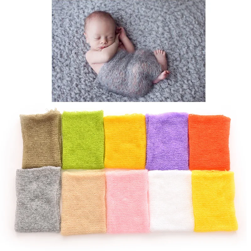 

9 color Newborn Photography Props Baby Wraps Photo Shooting Accessories Photograph Studio Blanket Backdrop Mohair Elastic Fabric