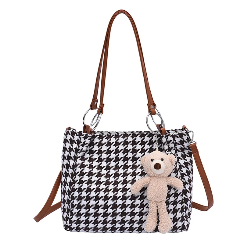 

Женская сумка-тоут через плечо, зимняя вместительная сумка-Кроссбоди в клетку, брендовая дизайнерская сумка на плечо, повседневные дорожны...