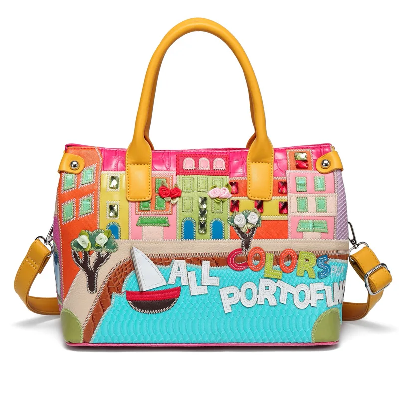 

European and American fashion women's bag women's handbag exquisite embroidery women's bag one shoulder slant span bag