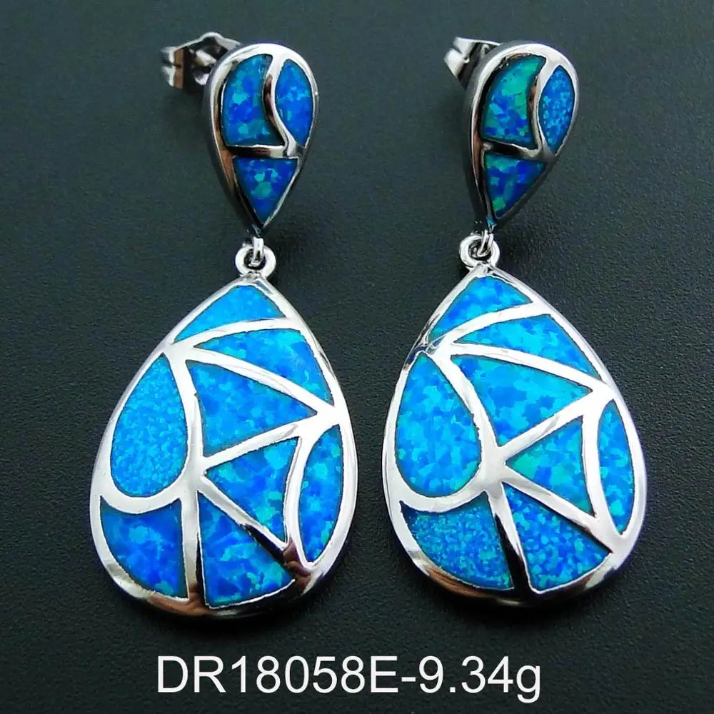 

High Quality Beautiful 925 Sterling Silver Blue Fire Opal Stud Earrings Women's waterdrop Stud Earrings For Gift