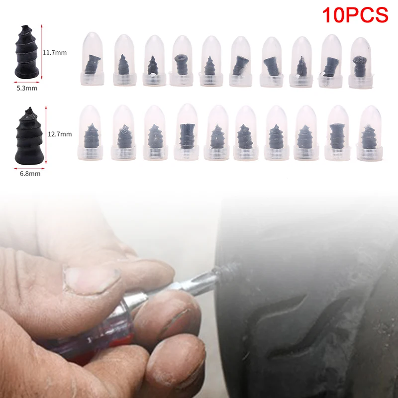 

10 шт., резиновые гвозди для ремонта бескамерных шин мотоциклов