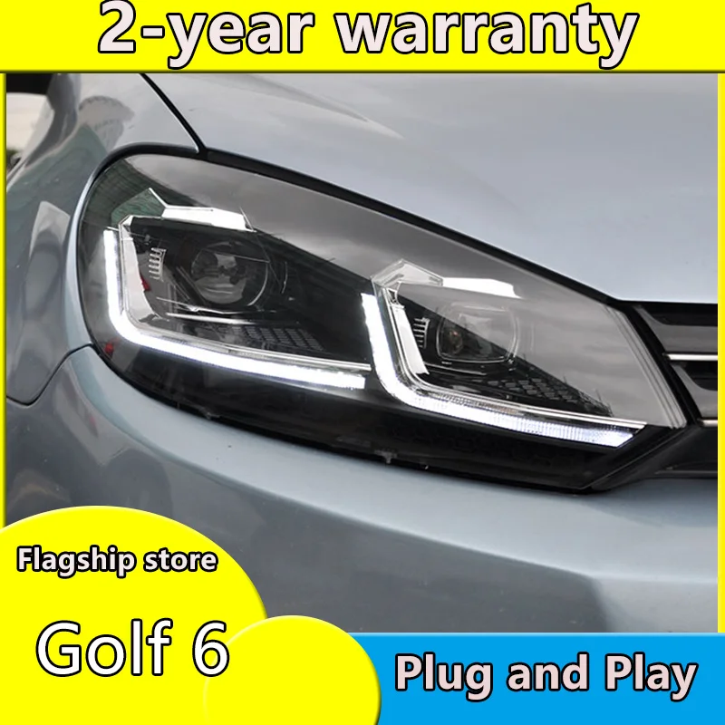 Пара Для VW golf6 светодиодный ные фары 2010-2013 HID Bi Xenon Beam Fog дневные ходовые огни с